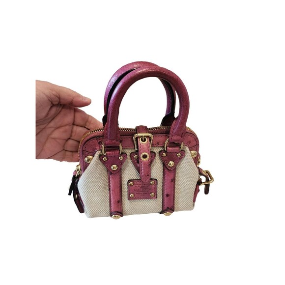 Louis Vuitton Toile Trianon Canvas and Raspberry Ostrich Sac de Nuit GM Bag - Picture 8 of 10